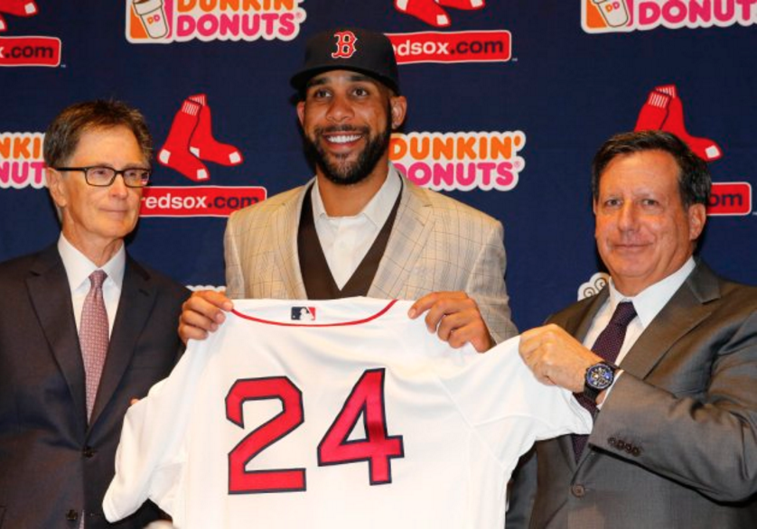 Price is introduced as a member of the Red Sox.