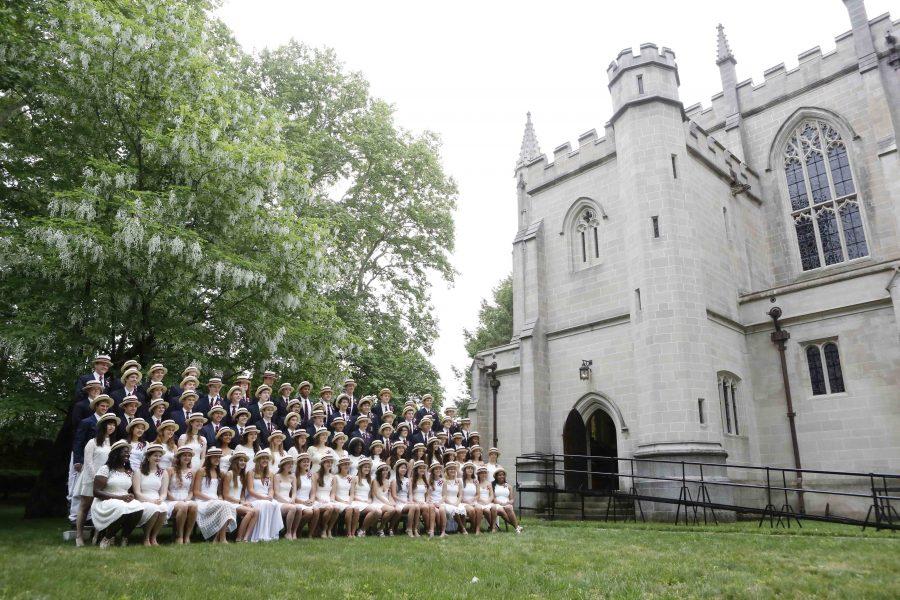 The graduating class of 2015 gathers next to the chapel on last year’s Prize Day.