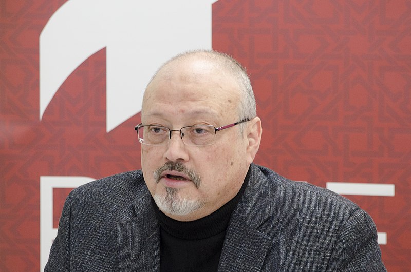 Khashoggi at a conference in March, 2018