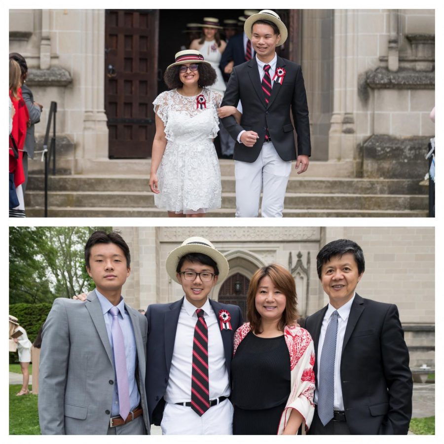 Above: Dashy Rodriguez 19, who goes to NYU Shanghai. Below: Aaron Jin 19, who attends Tsinghua University, and his family.