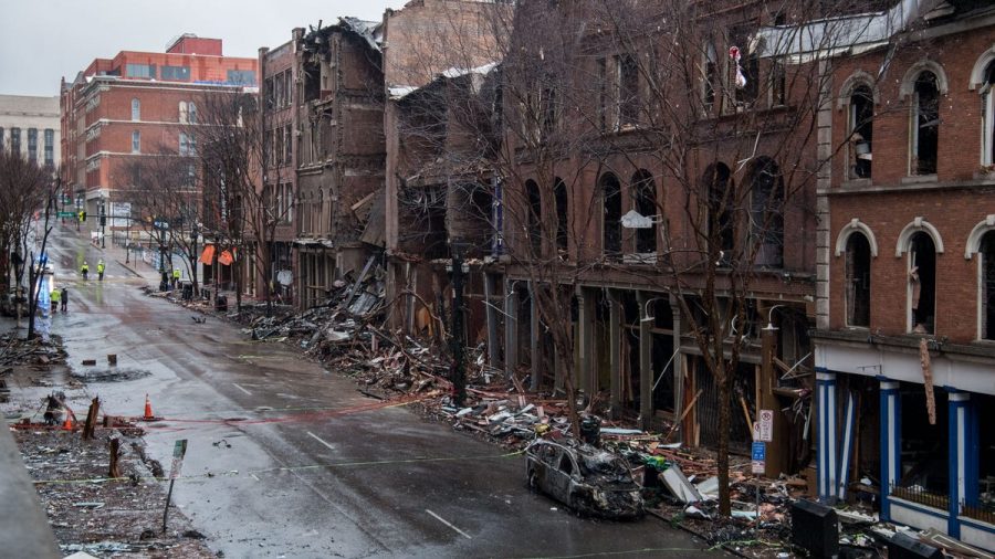 A street destroyed by a bomb. Courtesy of Andrew Nelles.